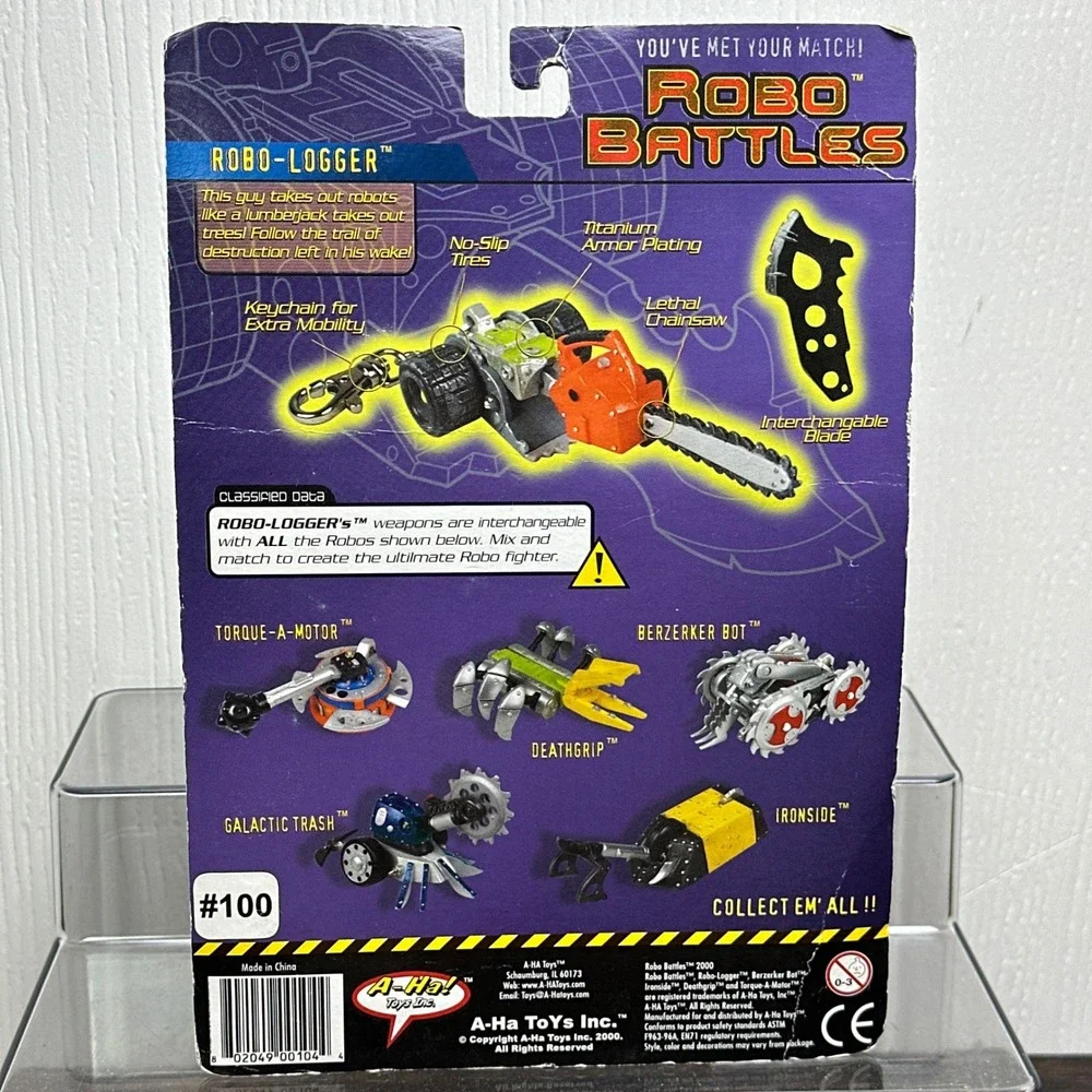 Robo Battles Series 1 Robo-Logger Action Figure A-Ha Toys 2000 Vintage Keychain